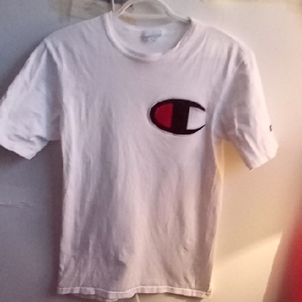 Mens Champion Classic Tee with Logo Red Black White Size Small